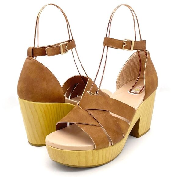 Dr. Scholl’s Blissful Platform Clog Sandal Brown Faux Leather Women's Size 8.5 - Picture 5 of 16